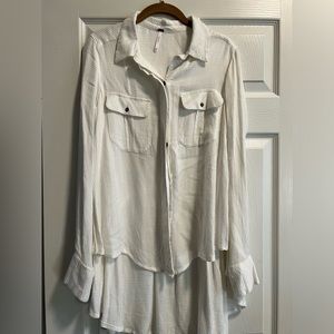 Free People waffle button down
